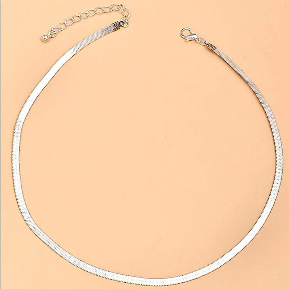 STERLING SILVER HERRINGBONE NECKLACE 5mm WIDTH - Picture 5 of 5